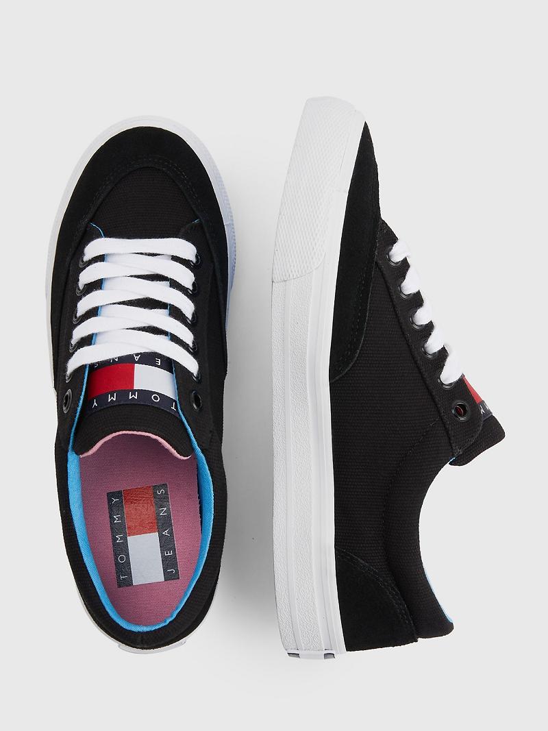 Női Tommy Hilfiger Recycled Skater Sneaker Fekete | HU 639BEX